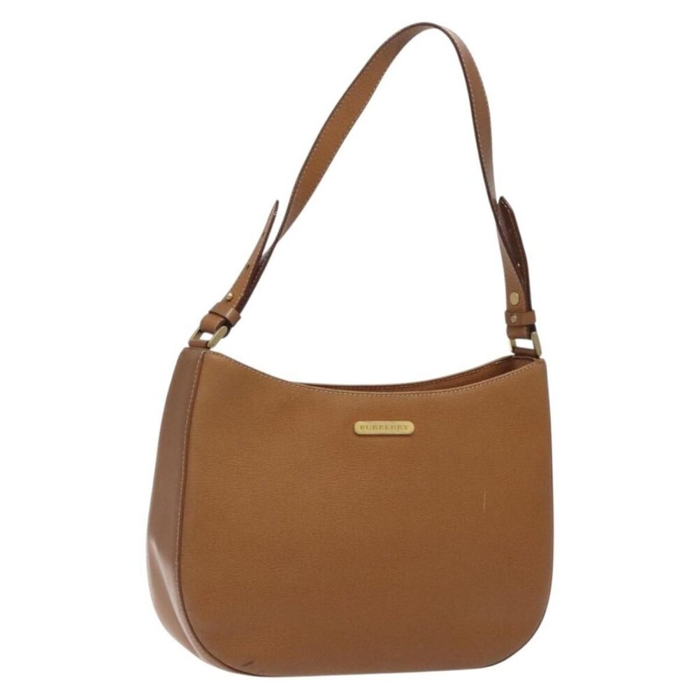 Authentic BURBERRY Shoulder Bag Leather Brown Gold